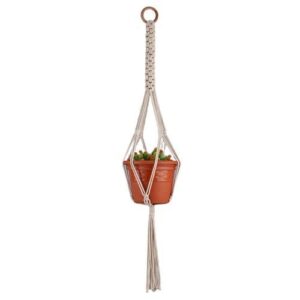 DXYZ Macrame Cotton Twisted Outdoor/Indoor Plant Hanger [Without Pot] | Rope Flower Pot Holder for Balcony Garden Wall | Home Decor Basket Hanger (Ivory, 1), 1 Piece