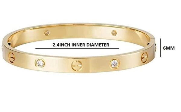 Aeoss Stainless Steel Gold Love Band Bracelet with Cubic Zirconia Studded Bangle Kada | Gift on any Occassion for Women and Girls | Anti Tarnish Waterproof Sweatproof - Image 8