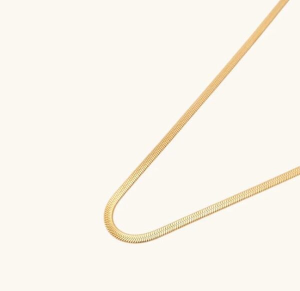 Aeoss Flat Gold Snake Chain Herringbone Choker Neckchain for Women | Stainless Steel Anti Tarnish Chain Waterproof Necklace Jewellery - Image 6