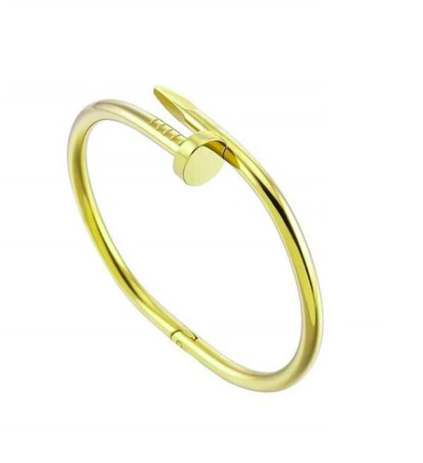 Aeoss Stainless Steel Gold Nail Design Bangle Bracelet | Anti-Tarnish, Cubic Zirconia Studded Bangle Kada | Gifts for Women and Girls | Anti Tarnish Waterproof Sweatproof | Unisex (Nail-Gold) - Image 5