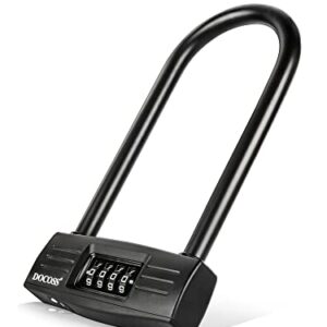 DOCOSS Metal U Shape Heavy Duty Long Shackle Password Number Lock For Gate,Cycle,Bike And Helmet (Black), Combination Lock