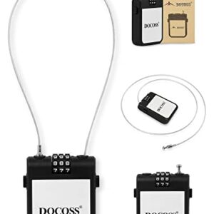 DOCOSS Extendable Cable Password Number Lock for Bike Helmet Locks,Pack of 1, Black
