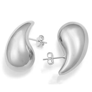 Aeoss Women Chic Teardrop Gold Silver Round Earrings | Celebrity Kylie Kendall Earrings Jewellery | Stainless Steel Anti Tarnish Waterproof Sweatproof Earrings (Silver)