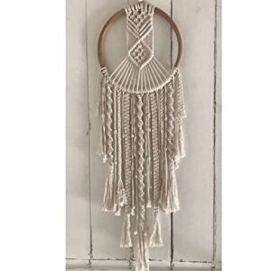 DXYZ Macrame Dream Catcher | Cotton Rope Bohemian Vintage Style Wall Hanging Tapestry | Modern Room Home Decor | Geometric Wall Art | Gifting (Ivory)