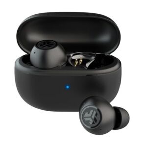JLab Go Pop ANC Active Noise Cancelling Earbuds, Bluetooth Earphones, 24+ Hr Playtime Wireless Headphones, IP55 Sweat-Resistant in Ear Buds with Microphone, Clear Calls & Multipoint, Black