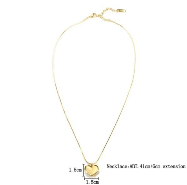 Aeoss Heart Pendant Necklace Neckchain for Women Gold/Rose Gold/Silver | Stainless Steel Anti Tarnish Chain Waterproof Necklace Jewelry (Combo 1 Gold Snake Chain + Heart necklace) - Image 7