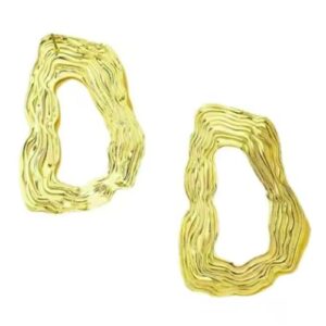Aeoss Golden Statement Round Earpiece for Women | Big Earrings | Party Jewelry | Gifts (Hammered Gold)