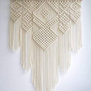 Dxyz Extra Large Macrame Cotton Rope Handmade Wall Hanging Tapestry, Abstract, Beige - 96.52 CM