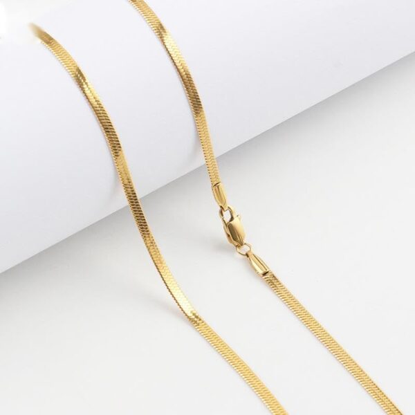 Aeoss Flat Gold Snake Chain Herringbone Choker Neckchain for Women | Stainless Steel Anti Tarnish Chain Waterproof Necklace Jewellery - Image 7