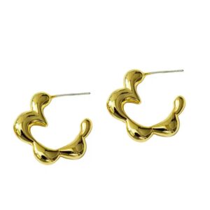 Aeoss Anti Tarnish Geometric Flower Minimal Hoops | Stainless Steel Anti Tarnish Waterproof Sweatproof Earrings | Gifts for Women and Girls