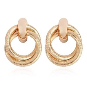 Aeoss Double Hoops Earrings Statement Gold Hoops for Women | Stylish Hoop Earrings for Women | Luxe Double Gold Hoops for Women/Girls