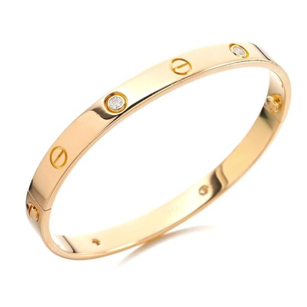 Aeoss Stainless Steel Gold Love Band Bracelet with Cubic Zirconia Studded Bangle Kada | Gift on any Occassion for Women and Girls | Anti Tarnish Waterproof Sweatproof - Image 7