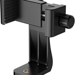 TECHONTO 360° Degree Cell Phone Holder with Adjustable Clamp Phone Tripod Mount Adapter Compatible with Smartphones & All Types of Tripods - Black