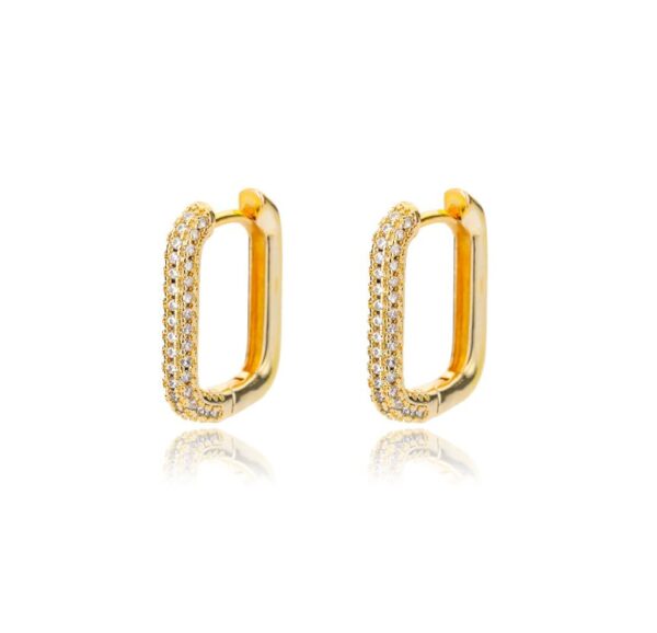 Aeoss Zirconia Studded Party Earrings for Women Rectangle Hoops Whit | Stainless Steel Anti Tarnish Waterproof Sweatproof Earrings (White)