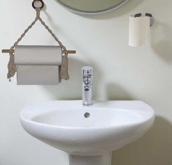Dxyz Macrame Paper Towel Holder Wall Mount for Kitchen and Bathroom Decor,Boho Paper Towel Hanger,Toilet Hand Paper Towel Hanging - Image 2