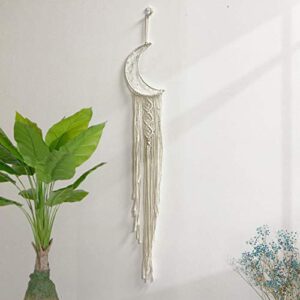 DXYZ Macrame Moon Dream Catcher | Cotton Lunar Rope Bohemian Vintage Style Wall Hanging | Modern Room Home Decor | Geometric Wall Art | Nursery Wall Hanging (Moon Dreamcatcher (Ivory))