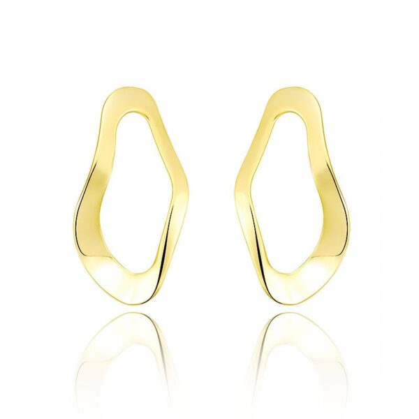 Aeoss Sculpted Wave Golden Hoop for Women and Girls Fashion | Party Earrings | Gift on any Occassion for women and Girls (Plain Gold)
