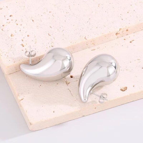 Aeoss Women Chic Teardrop Gold Silver Round Earrings | Celebrity Kylie Kendall Earrings Jewellery | Stainless Steel Anti Tarnish Waterproof Sweatproof Earrings (Silver) - Image 4