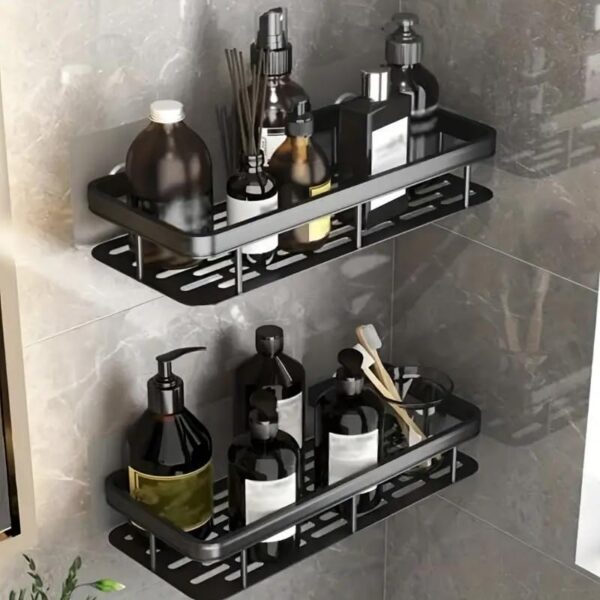 Hallstatt Aluminium Pack of 2, Self Adhesive Bathroom Shelf for Wall Shelf Organizer Wall Mounted Bathroom Shelves Rack Holder Stand for Bathroom Accessories Organiser Without Drill (Pack of 2) - Image 5