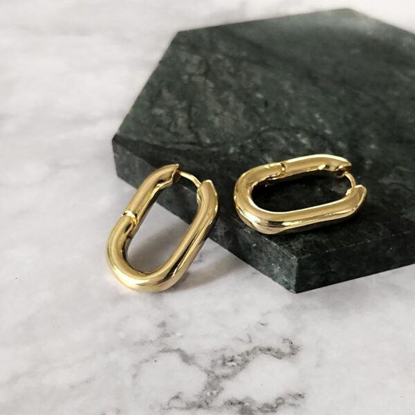 Aeoss Women Rectangle Oval Minimal Hoops | Stainless Steel Anti Tarnish Waterproof Sweatproof Earrings - Image 9