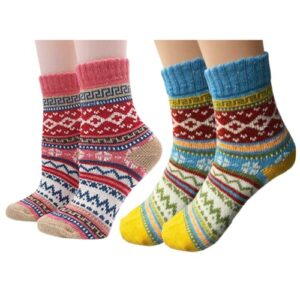 Aeoss Women Ankle Length Wool Socks Multicolored (Pack of 2) Free size