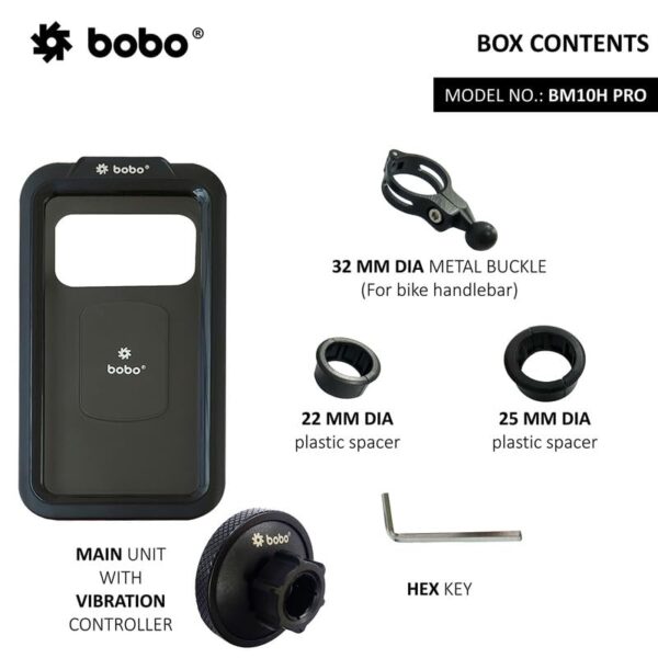 BOBO BM10H PRO Handlebar Mount with Vibration Controller, Fully Waterproof Bike/Motorcycle/Scooter Mobile Phone Holder Mount, Ideal for Maps and GPS Navigation (Black) - Image 5