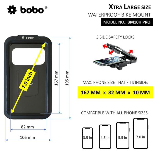 BOBO BM10H PRO Handlebar Mount with Vibration Controller, Fully Waterproof Bike/Motorcycle/Scooter Mobile Phone Holder Mount, Ideal for Maps and GPS Navigation (Black) - Image 4