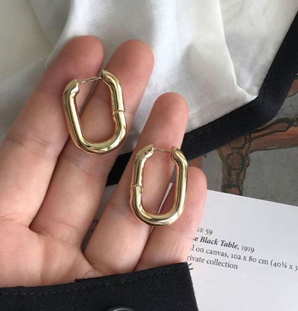 Aeoss Women Rectangle Oval Minimal Hoops | Stainless Steel Anti Tarnish Waterproof Sweatproof Earrings - Image 8