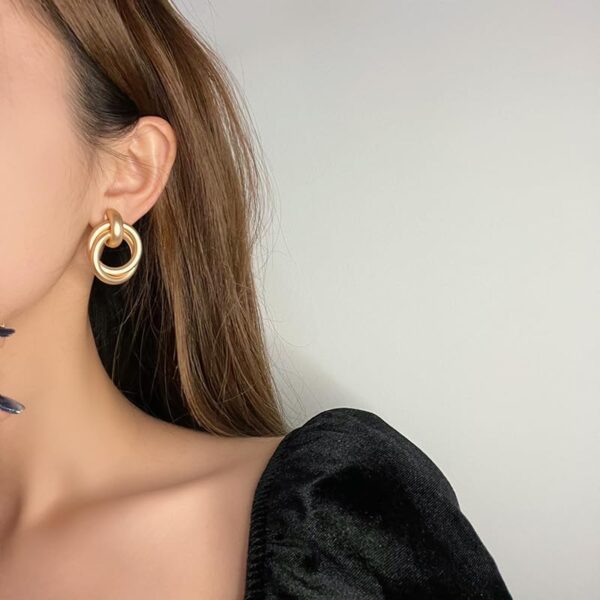 Aeoss Double Hoops Earrings Statement Gold Hoops for Women | Stylish Hoop Earrings for Women | Luxe Double Gold Hoops for Women/Girls - Image 8