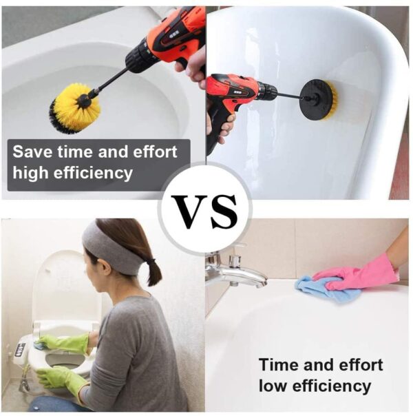 KBZONE Power Drill Scrubber Brush Cleaning Kit 8 PCS - All Purpose Brush for Bathroom Surfaces, Grout, Floor, Tub, Shower, Tile, Corners, Kitchen, Grill - Fits Most Drills Without Drill Machine,Multi - Image 8