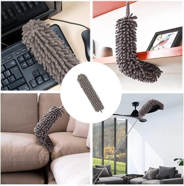 Fulminare 3 in 1 Microfiber Feather Duster 4PCS Bendable & Extendable Fan Cleaning Brush with 100 inches Expandable Pole Handle Washable Mop for High Ceiling Fans (King) - Image 9