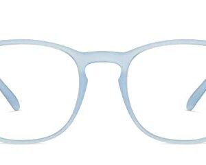 HUSTLR Zero Power Bluecut & Antiglare Computer Eyeglasses | Sky Blue Full Rim Square | As Seen On Shark Tank | Peyush Bansal Glasses | For Men & Women | Large | LB E14058