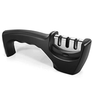 JANREAY Knife Sharpener, Blade Sharpener, 3-Stage Manual Knife Sharpener for Polishing, Sharpening and Repairing Kitchen Knives, Kitchen Knife Accessories for Kitchen Knives