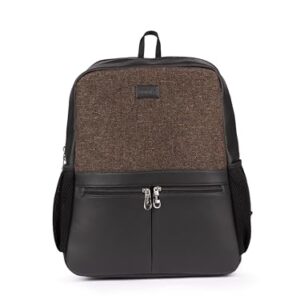 ZOUK Bristel Solid Jute Vegan Leather Brown Men Checkpoint Friendly Laptop Office Backpack 15.6 inch
