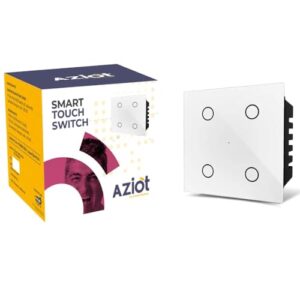 AZIOT SMART MODULAR 4 GANG TOUCH SWITCH (6 amps each) - GLASS (Not Acrylic) Elevate Your Home with Effortless Control (Fits in Anchor Roma Classic and similar plates) Home Automation, White :