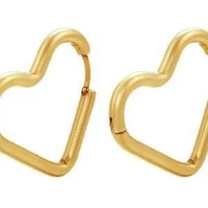 Aeoss Women Heart Minimal Hoops | Stainless Steel Anti Tarnish Waterproof Sweatproof Earrings, Anti-Tarnish Minimalistic Design for Everyday Wear
