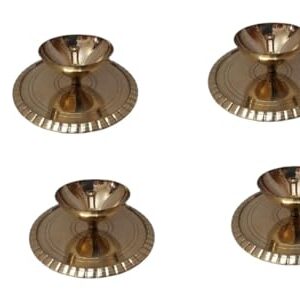 DXYZ Brass Golden Akhand Diya for Puja Festivals (13 cm) Set of 4 pcs