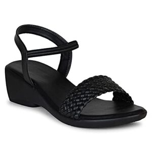 LUVFEET Wedge Fashion Sandal For Women's (Black)