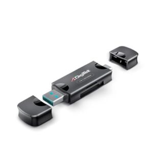 Digitek (DCR-007) USB-A 3.0 & Type C High-Speed Multi-Card Reader Supports All Standard SD/SDHC/SDXC and Micro SD/Micro SDHC/Micro SDXC Cards.