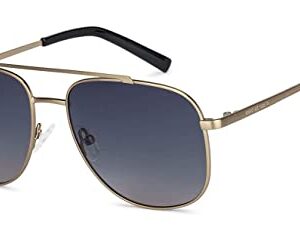 VINCENT CHASE EYEWEAR By Lenskart | Sunglasses for Men| Full Rim Square Branded and Stylish Sunglasses | Polarized and 100% UV Protected | Unisex | Medium |VC S12934 (Frame Golden/Lens Blue)