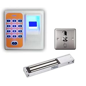 Hanutech Mini Standalone Fingerprint Door Access Control System with EM Lock, Exit Push Button (500 Password,Fingerprint & 500 Card Together)