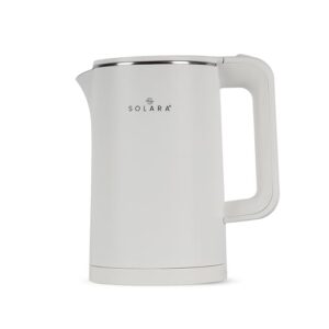 SOLARA Premium Electric Kettle Xtra Large, 1500 Watt, 1.8L Double Wall 100% Stainless Steel, BPA-Free, Cool Touch Tea Kettle with Overheating Protection, Cordless with Auto Shut-Off, Snow White