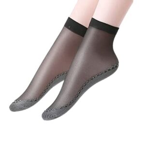 Aeoss transparent fashion Socks Silky Anti-Slip Cotton Sole Sheer Ankle Tights Hosiery Socks for Women and Girls (SET OF 2PCS)