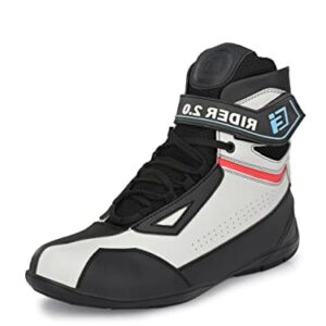 Eego Italy Mens Rider-2, Water Resistant Biker Boot/Motorcycle Riding Boot, Light Weight & Anti Slip Sole, Padded In Socks, 3M Reflectors, Walkable With Shin And Ankle Protection