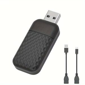 Aeoss Wireless Carplay & Android Auto 2 in 1 Adapter, Plug and Play Car Play Wireless, Extension Cable USB-A & USB-C/Type-C, Compatible with iOS & Android (Black)