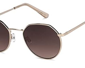 VINCENT CHASE EYEWEAR By Lenskart | Full Rim Hexagonal Branded Latest and Stylish Sunglasses | 100% UV Protected | Men & Women | Small | VC S13984 (Color-Frame Gold/Lens Brown)-Pack of 1 :