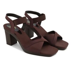 JM LOOKS Fashion Fancy Brown Solid Backstrap Comfortable Sole Stylish Casual Heel Sandal,for Womens & Girls
