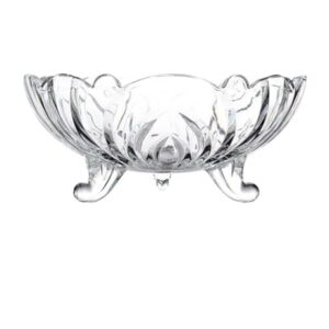 Glass Fruit Plate 9 Inch, Set 1 of Crystal Beautiful Clear Designer 3 Leg Glass Bowl for Vegetable Serving Dry Fruits, Snacks, Candy, Ice Cream Sweets and Decoration, Ice Cream Dessert Bowl Cup