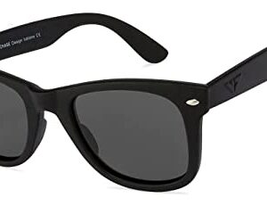 VINCENT CHASE EYEWEAR By Lenskart | Full Rim Square | Polarized and 100% UV Protected Sunglasses | Men & Women | Large | VC 5147/P (Color-Black Frame/Grey Lens)-Pack of 1