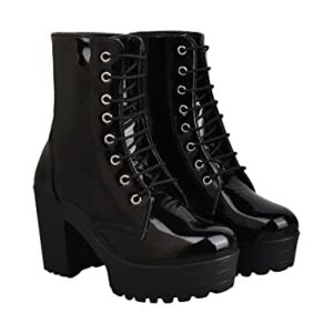 Shoetopia Block Heeled Boots Black